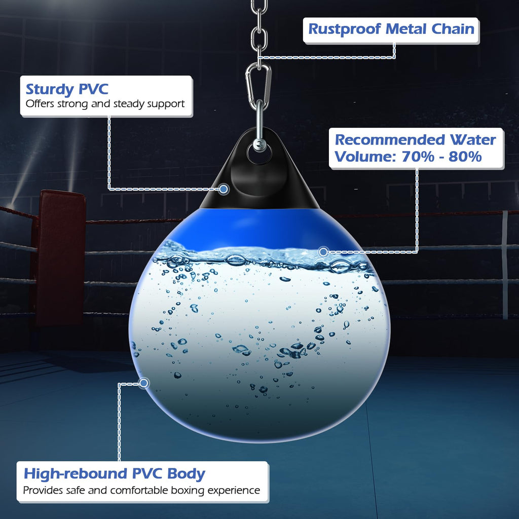 Goplus Water Aqua Bag, 21'' 180 Pound /18” 110 Pound Heavy Punching Bag with Adjustable Metal Chain, Water Injection Hose, Boxing Training Bag for Adults Fitness, MMA