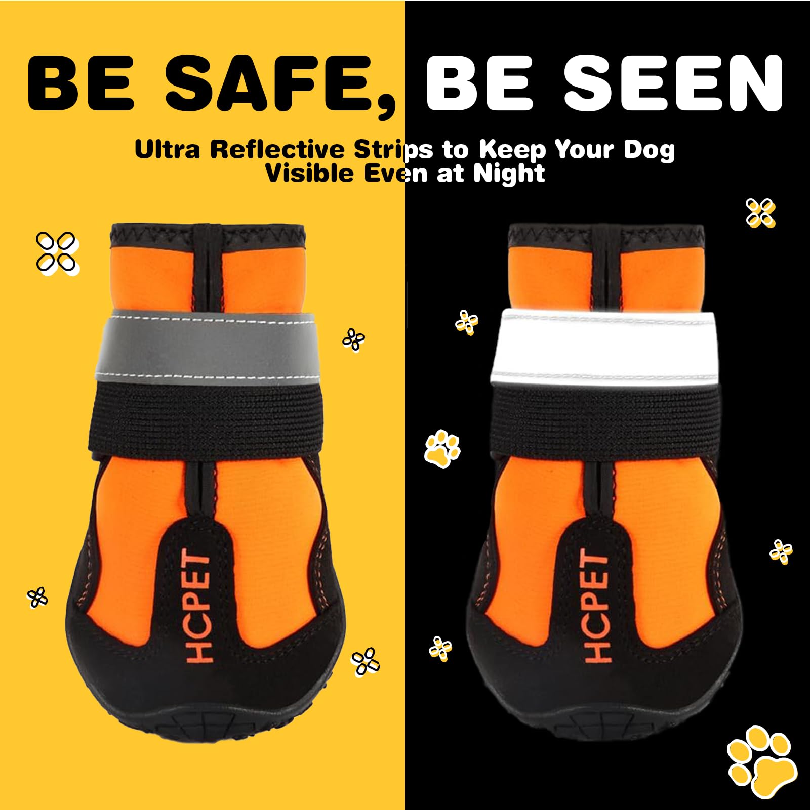 Hcpet Dog Boots, Dog Shoes for Large Dogs, Medium Dog Boots & Paw Protectors, Anti-Slip Dog Booties for Hot Pavement Winter Snow Hiking with Reflective Straps Black Size 1