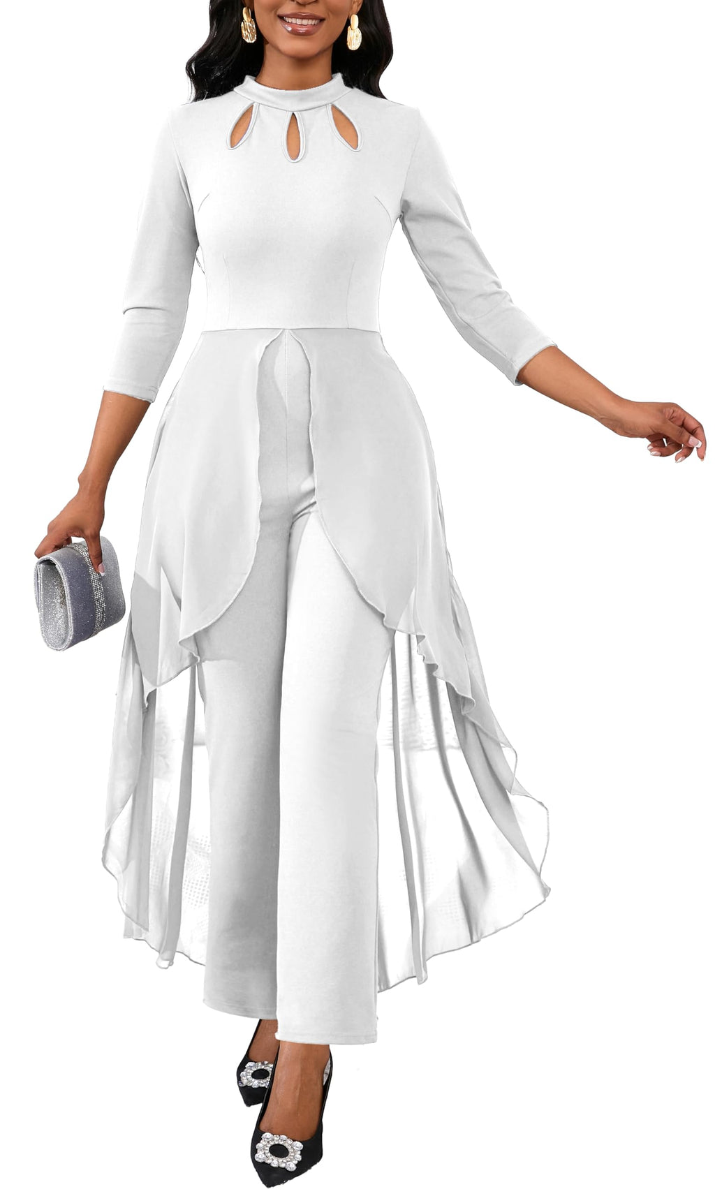 Jumpsuits for Women Dressy Hight Waist One Piece Casual Straight Long Pants Wide Leg Pants Elegant Jumpsuit Romper