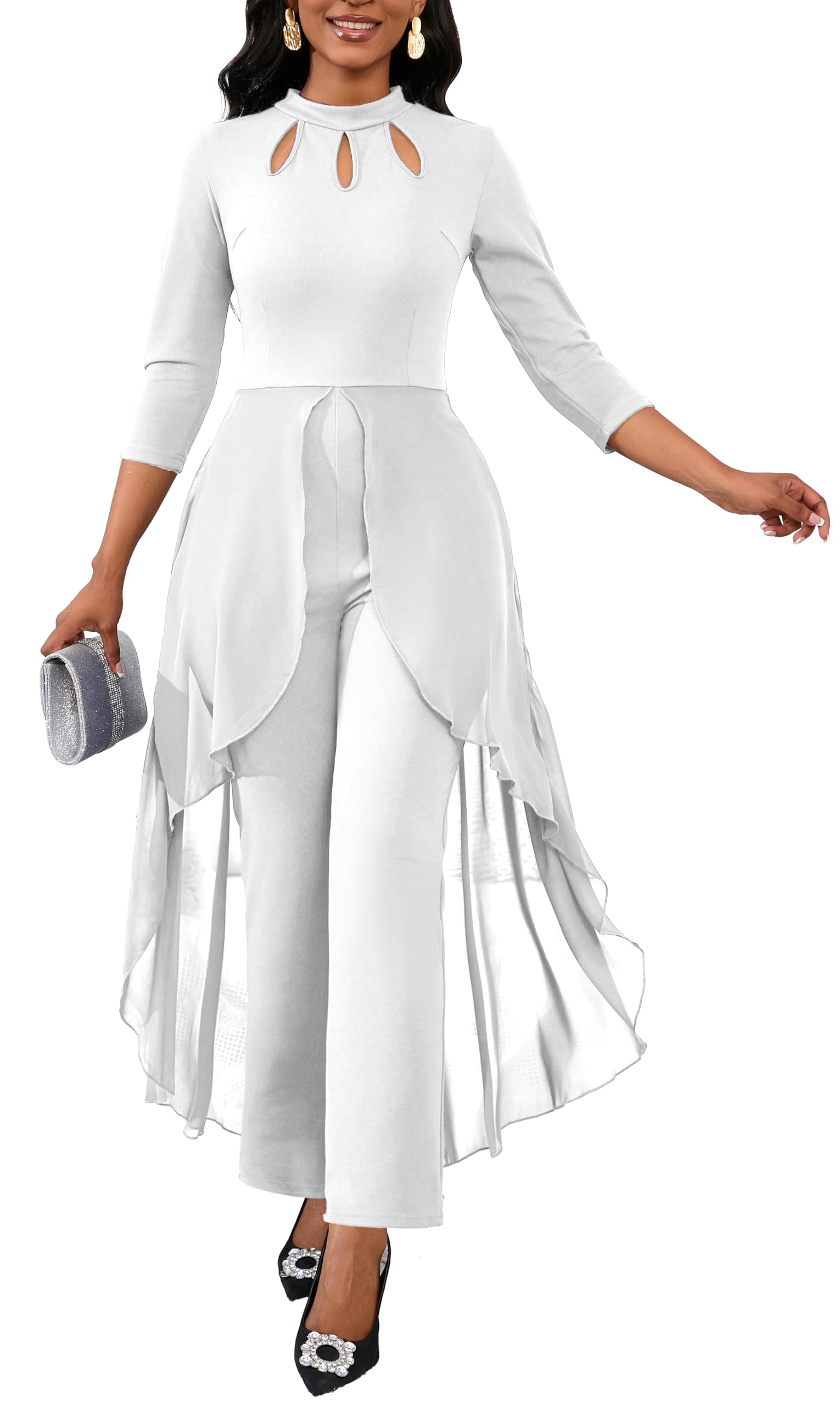 Jumpsuits for Women Dressy Hight Waist One Piece Casual Straight Long Pants Wide Leg Pants Elegant Jumpsuit Romper