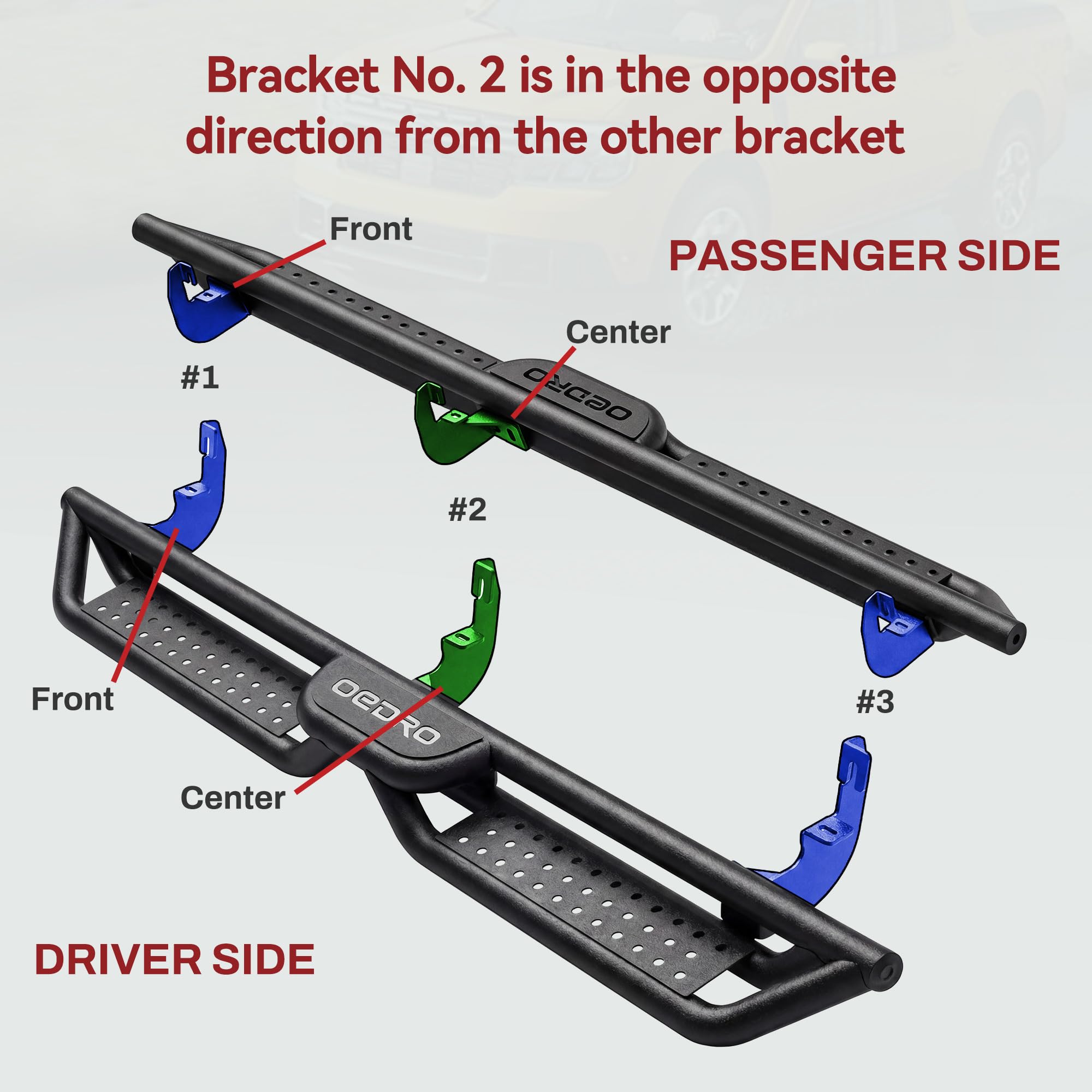 OEDRO Running Boards: Compatible with Chevy Colorado/GMC Canyon 2015-2026 Crew Cab, Side Steps Two-Stairs Bed Access Nerf Bar Rails