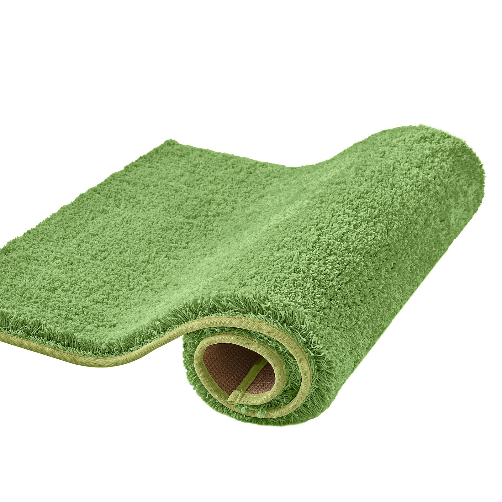 CozeCube Circle Fleece Bath mats for Bathroom, Fluffy Absorbent, Melange Quick Dry Microfiber Bath Rugs, Non Slip Washable Shower Mat Gifts, Brown, 24" X 16"