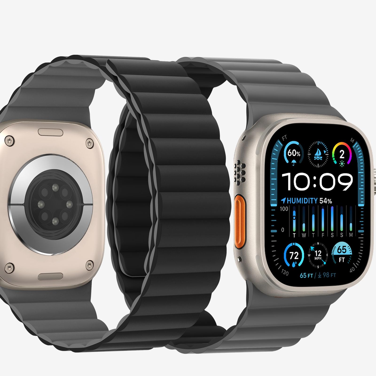 Bisikor Compatible with Apple Watch Band 49 46 45 44 42 41 40 38mm, Double Sided Wearable Silicone Magnetic Strap for iWatch Ultra SE Series 11 10 9 8 7 6 5 4 3 2 1 (38/40/41/42, Beige/Gray)