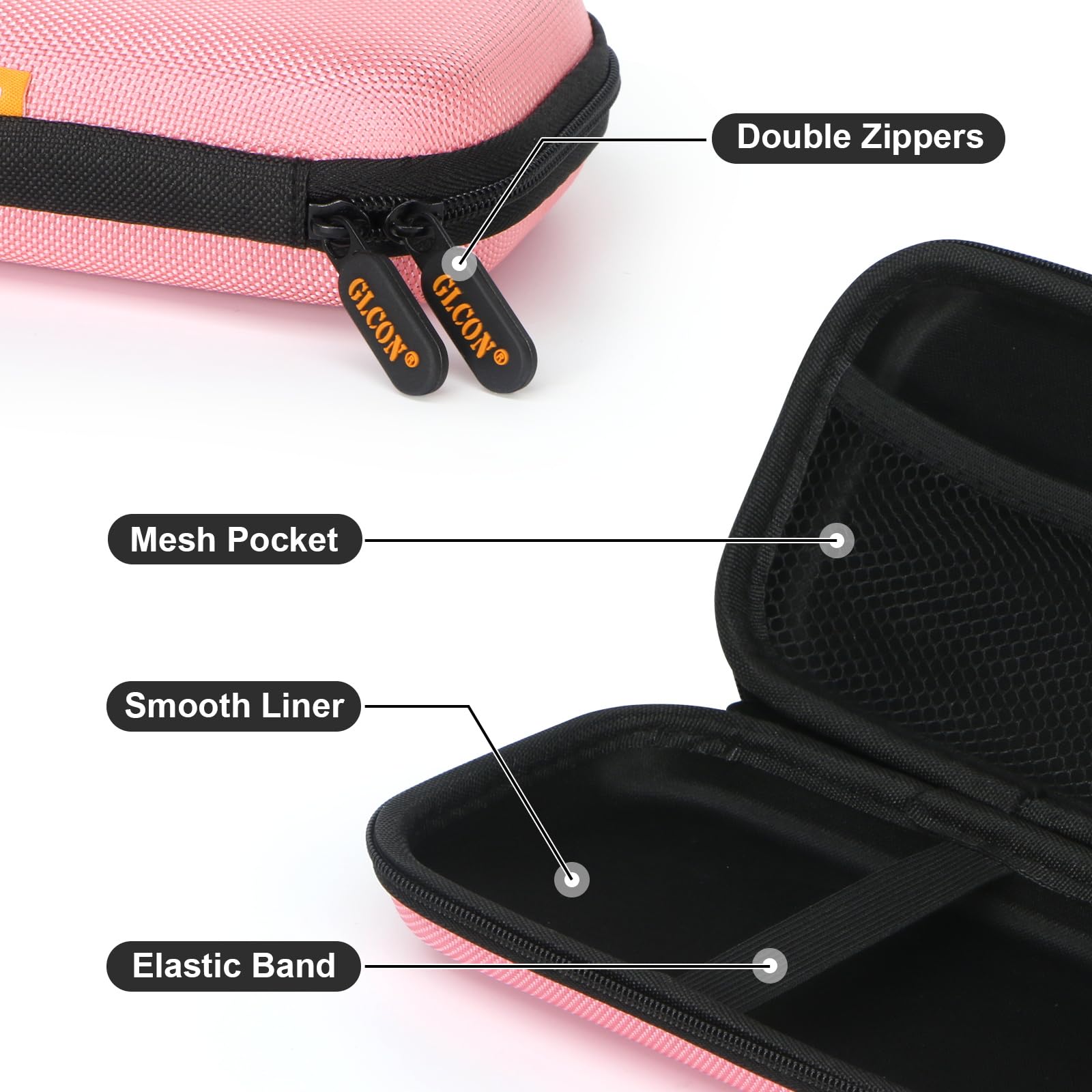 External Hard Drive Case - GLCON Shockproof EVA Carrying Case for WD My Passport Element Seagate Expansion Backup Toshiba 1TB 2TB 4TB - High Protection Portable Travel Electronic Power Bank Bag