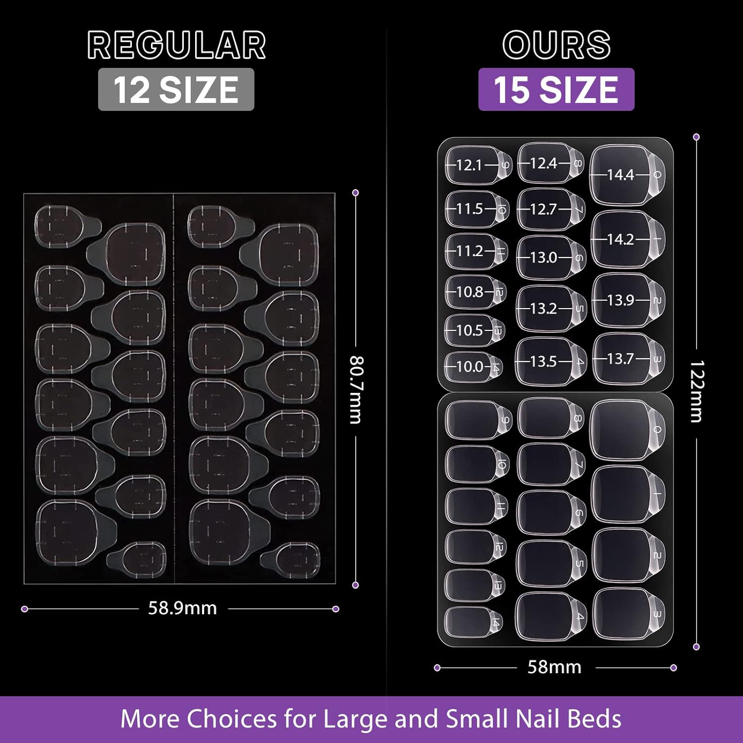 BTArtbox Nail Adhesive Tabs for Press On Nails - 10 Sheets 15 Sizes Ultra Thin & Waterproof Nail Stickers for Fake Nails, 300PCS Double Sided Jelly Nail Sticky Tabs for Manicure