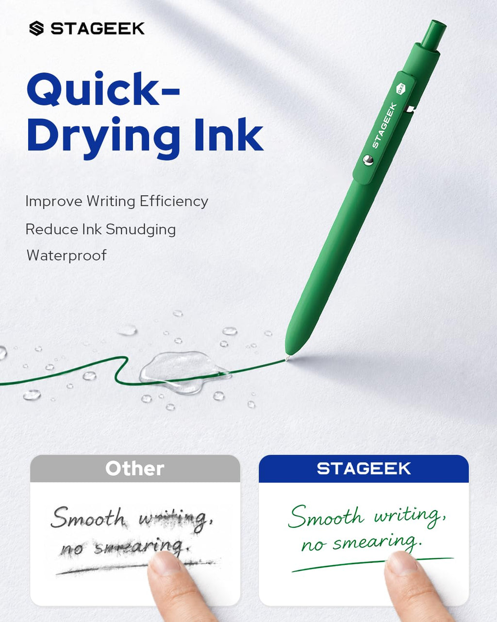 STAGEEK Blue Gel Pens GX3, 12Pcs Quick Dry Blue Ink Pens with 3 Extra Refills, Fine Point Retractable Smooth Writing Pens for Journaling, Office, Note Taking, School Supplies, Nurse Aesthetic(Blue)