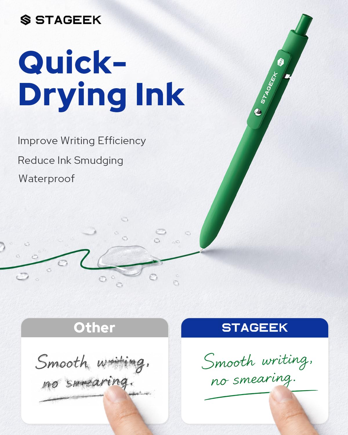STAGEEK Blue Gel Pens GX3, 12Pcs Quick Dry Blue Ink Pens with 3 Extra Refills, Fine Point Retractable Smooth Writing Pens for Journaling, Office, Note Taking, School Supplies, Nurse Aesthetic(Blue)