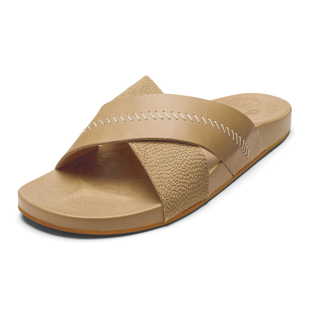 OluKai Kipe'a Olu Women's Slide Sandal, Premium Leather, Relaxed & Dressy Design For Any Occasion, All-Day Comfort & Fit