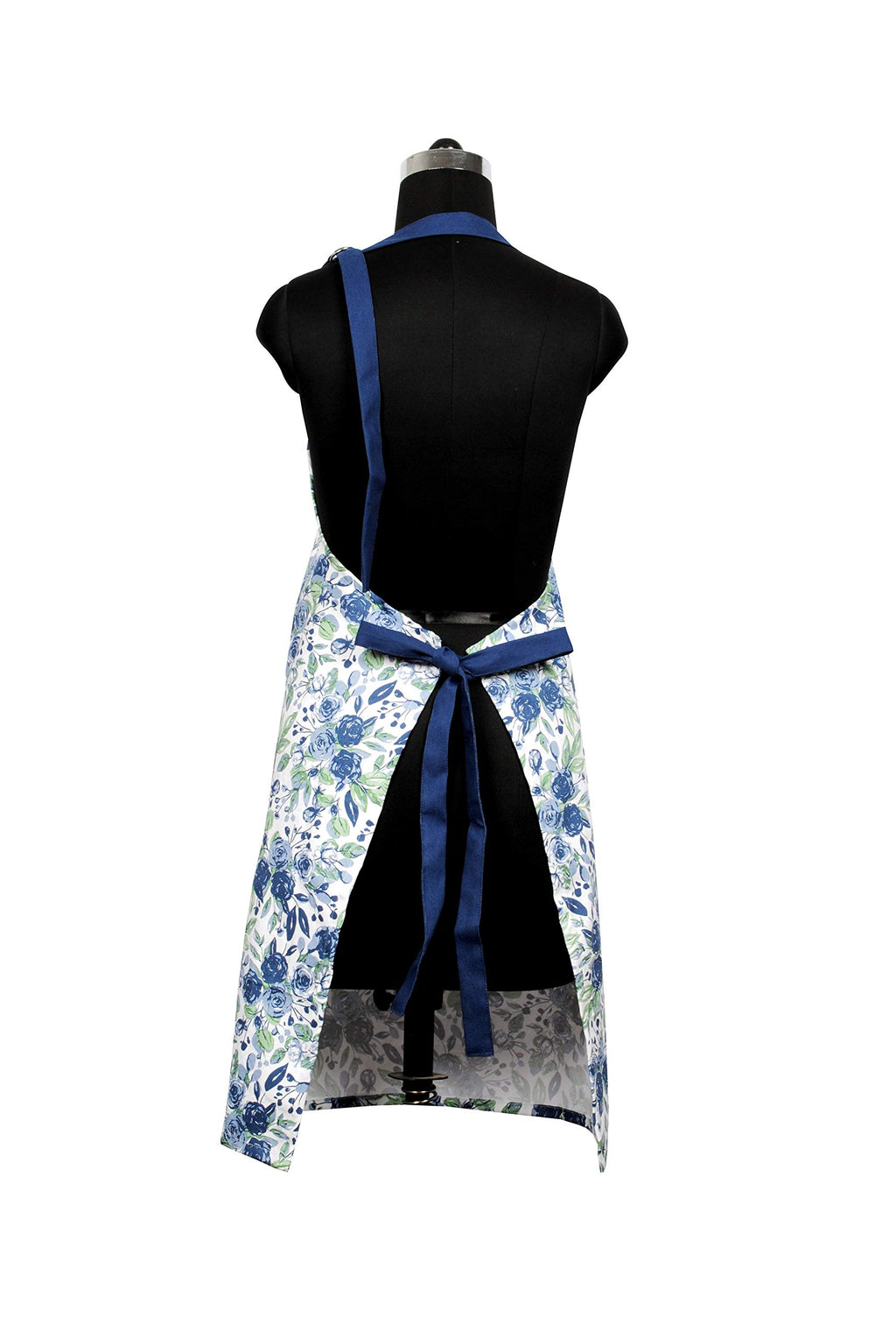AMOUR INFINI Cotton Aprons for Women with Pocket, Adjustable Strap & Waist Ties - Washable Aprons for Baking, Cooking, Gardening (27.5 x 33 Inches - Blooming Floral)