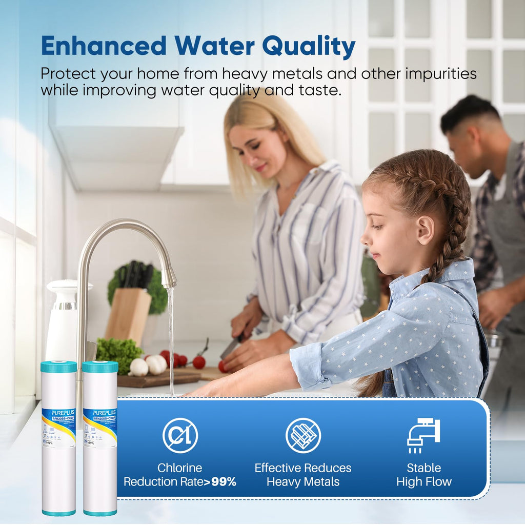 PUREPLUS 5 Micron 20"x4.5" Whole House Water Filter Cartridge Combo Kit with Sediment and Activated Carbon Block Filter - Replacement for FPMB5-20, AP810-2, FC25B, EPM-20BB, 2 PACK