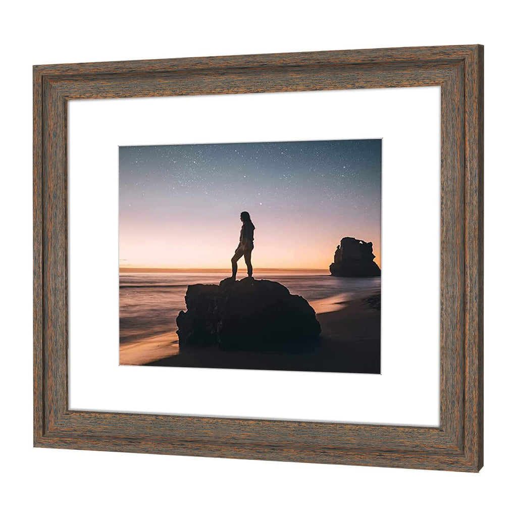 Golden State Art, 13x19 Picture Frame - Displays 11x17 Photo with Mat or 13x19 Without Mat, Wide Moulding Solid Wood Frame for Wall Display, Black