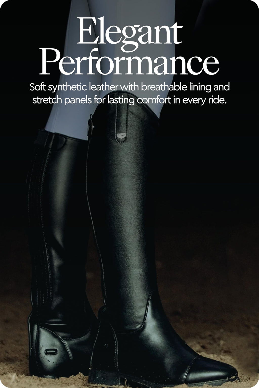 HORZE Rover Women's Synthetic Leather Dressage Tall Riding Boots | All-Weather, Water-Resistant with Rear Zipper