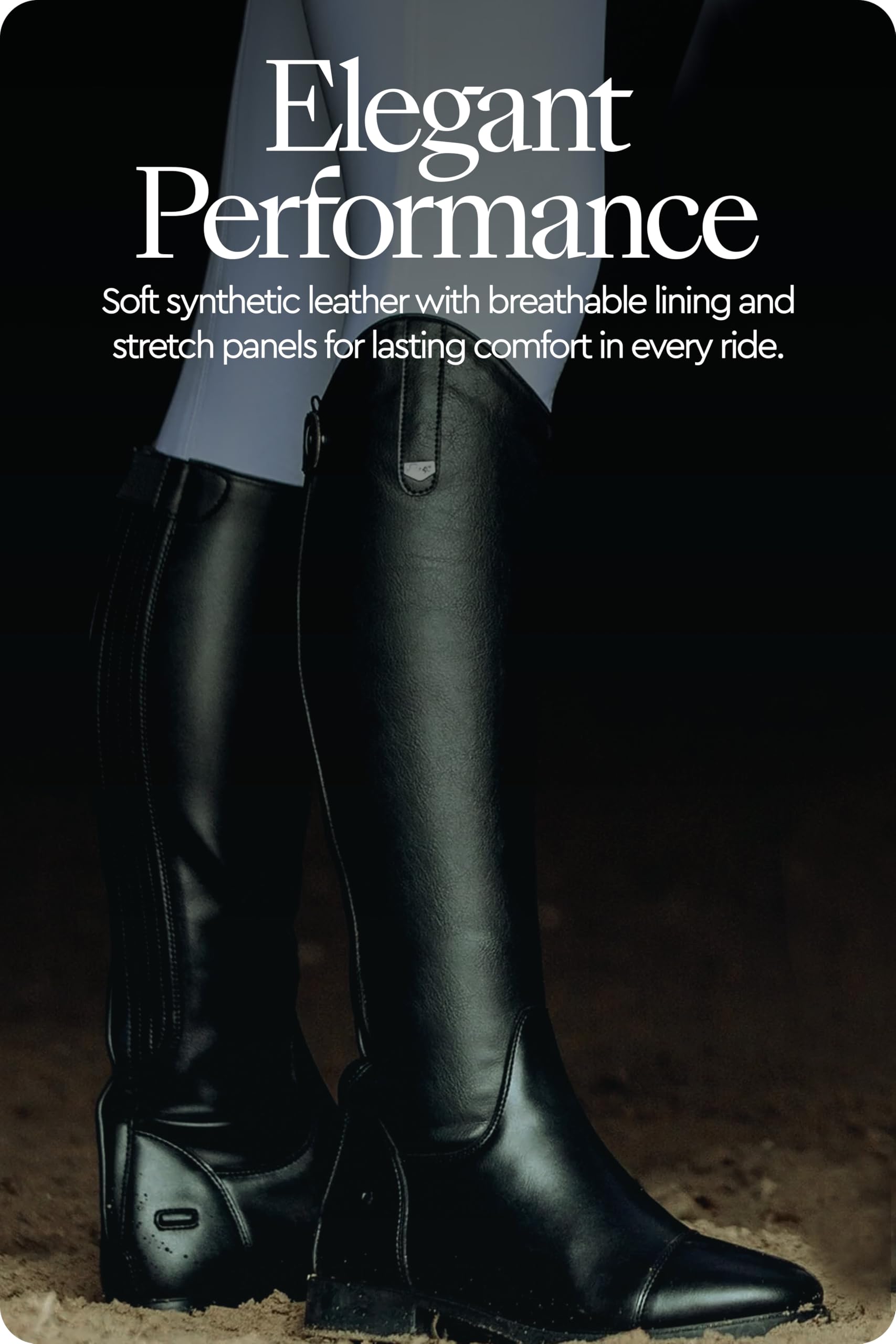 HORZE Rover Women's Synthetic Leather Dressage Tall Riding Boots | All-Weather, Water-Resistant with Rear Zipper