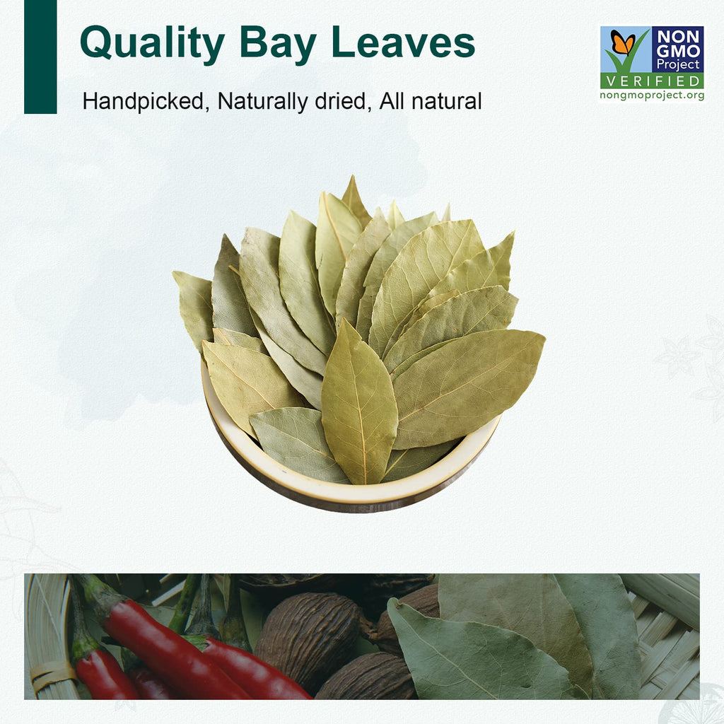 Soeos Bay Leaves Whole, 2 oz(57g), Non-GMO Verified, Dried Leaf, Freshly Packed to Keep Fresh, Laurel Herbs for Cooking, Dried Bay Leaves, Fresh, Green