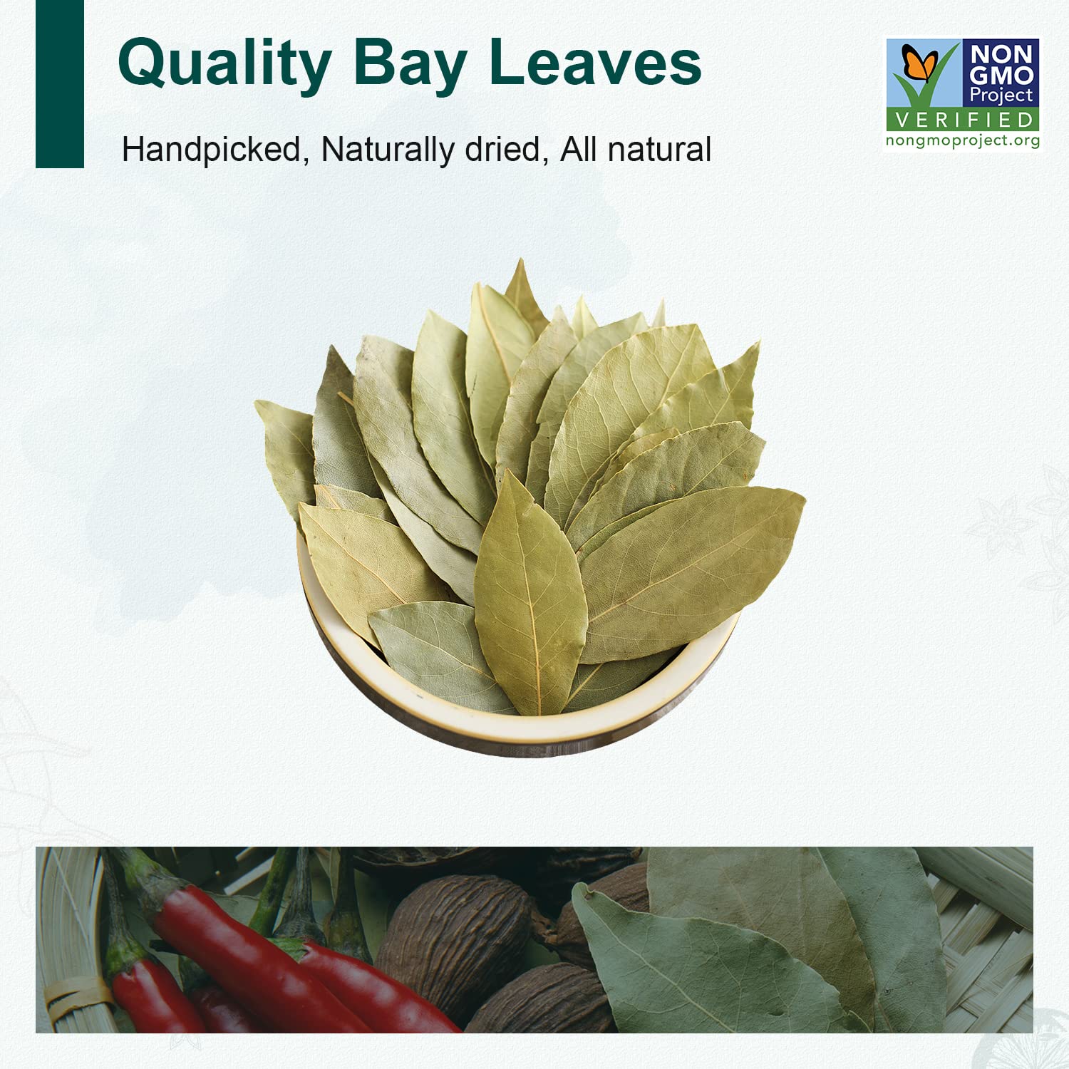 Soeos Bay Leaves Whole, 2 oz(57g), Non-GMO Verified, Dried Leaf, Freshly Packed to Keep Fresh, Laurel Herbs for Cooking, Dried Bay Leaves, Fresh, Green