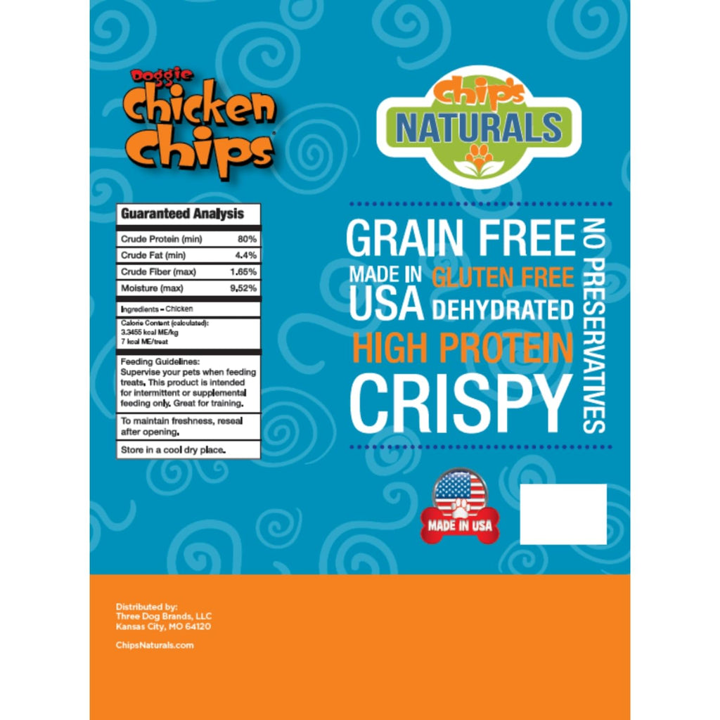 Chip's Naturals Doggie Chicken Chips Small 4 oz All Natural High Protein Low Calorie Healthy Dog Treats, Grain Free Gluten Free USDA Inspected & Approved Chicken Treat for Dogs, Pet Supplies