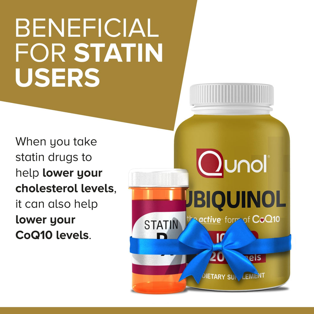 Qunol Ubiquinol CoQ10 100mg Softgels, Ubiquinol - Active Form of Coenzyme Q10, Antioxidant for Heart Health, Healthy Blood Pressure Levels, Beneficial to Statin Users, 60 Count
