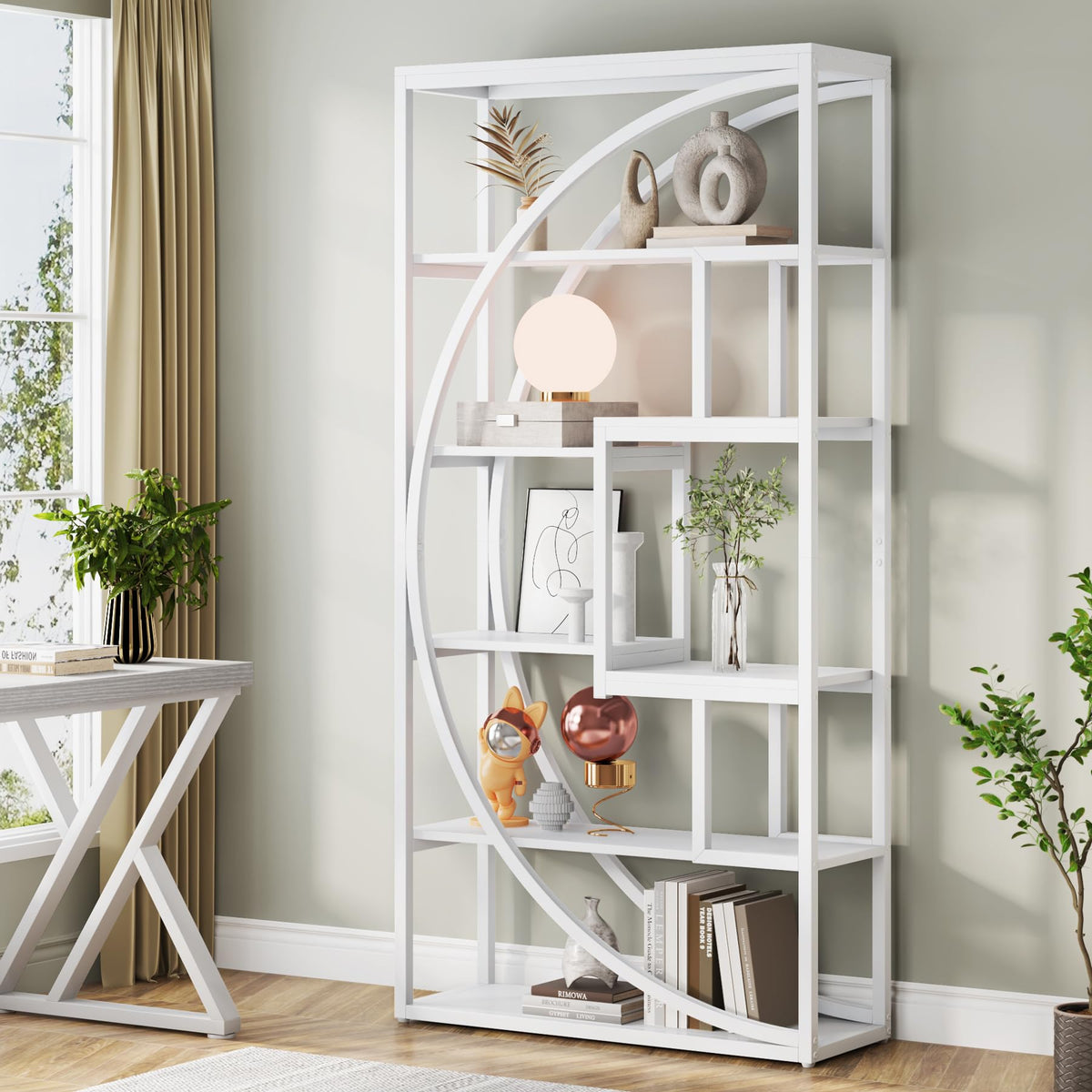 Tribesigns Bookshelf, Industrial 5-Tier Etagere Bookcase, 70.8 inch Tall Bookshelf with 8 Open Storage Shelf, Book Shelf Display Tack Shelving Unit for Home Office Living Room, Rustic Brown