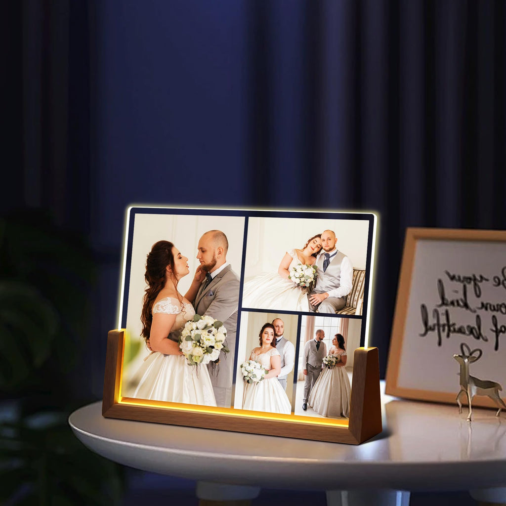 Personalized Fathers Day Birthday Gifts For Daddy Dad From Daughter Son Wife, Custom Acrylic Plaque Light Up Picture Frame, Customized Dad Gifts For Husband Men Papa Fathers Day Christmas
