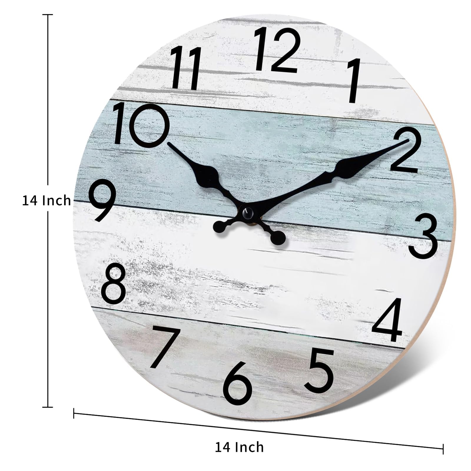 KECYET Wall Clock Silent Non-Ticking Wooden Clocks Battery Operated 8 Inch Small Country Retro Rustic and Beach Style Decorative for Kitchen, Home, Bathroom, Bedroom (Blue)