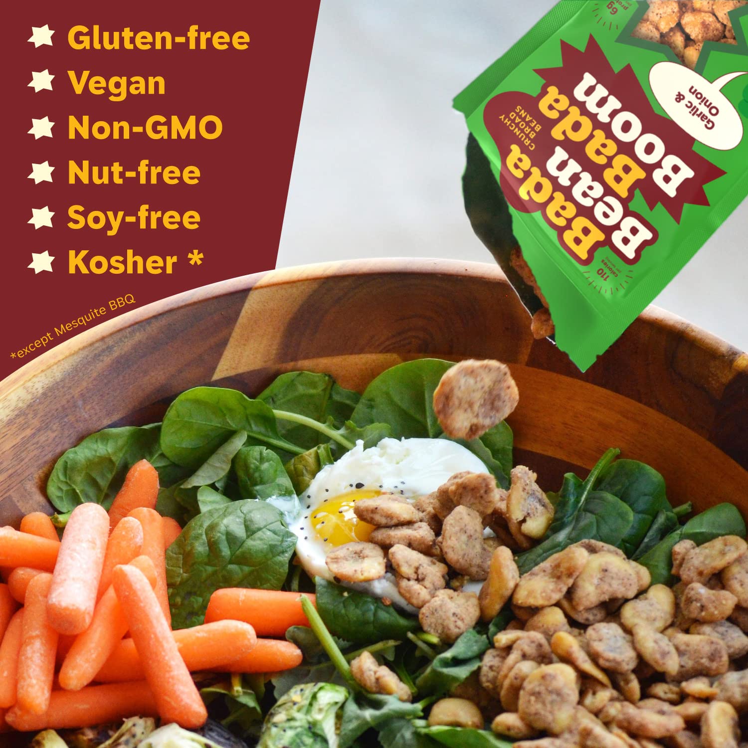 Bada Bean Bada Boom, Crunchy Roasted Broad Bean Snacks (Fava), High Protein, Vegan, Gluten-free - 110 Calorie Packs, Buffalo Wing, 4.5 Ounce (Pack of 6)