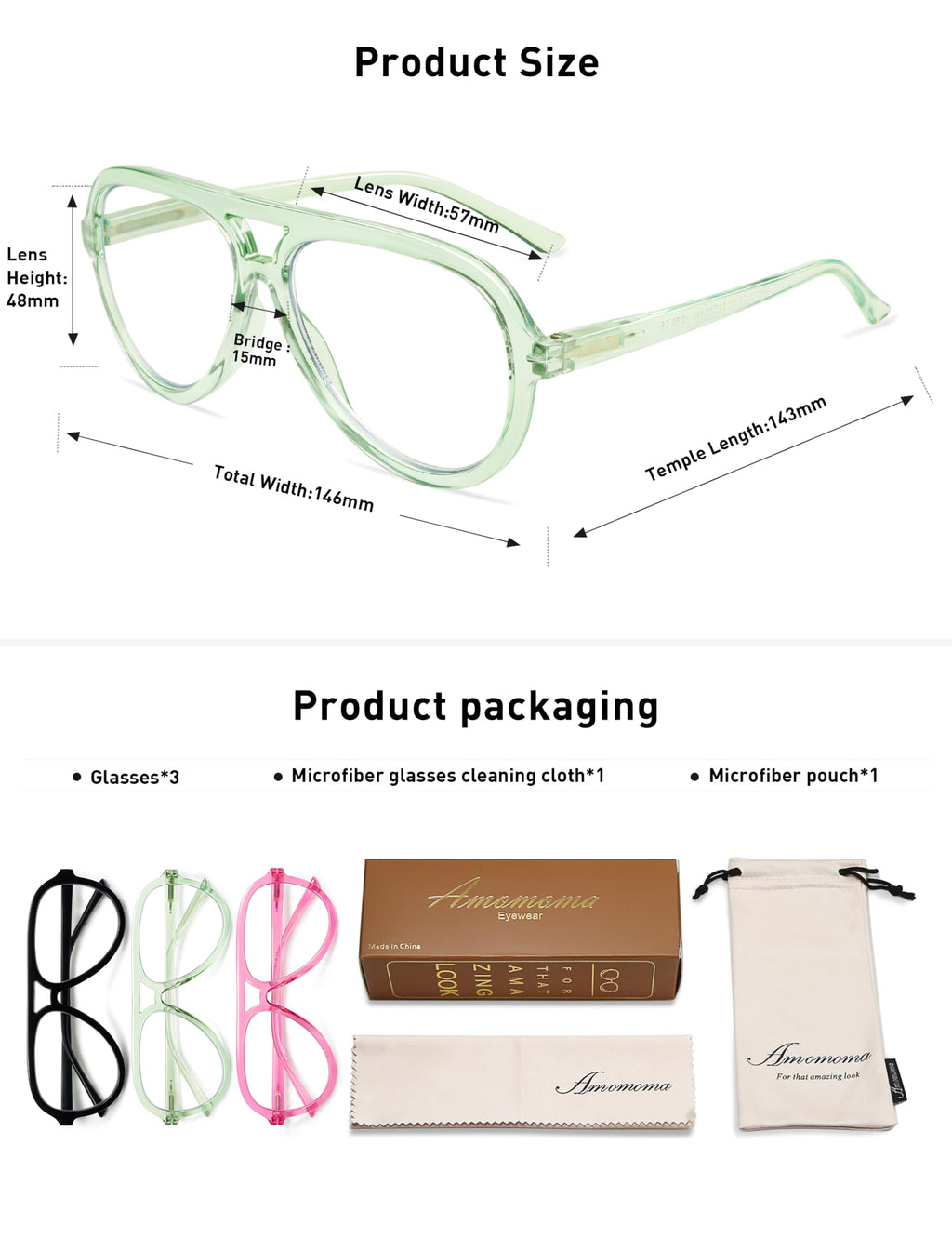 AMOMOMA 3 Pack Retro Oversized Aviator Reading Glasses for Women Men,Classic Large Reader Blue Light Computer Frame AM6111