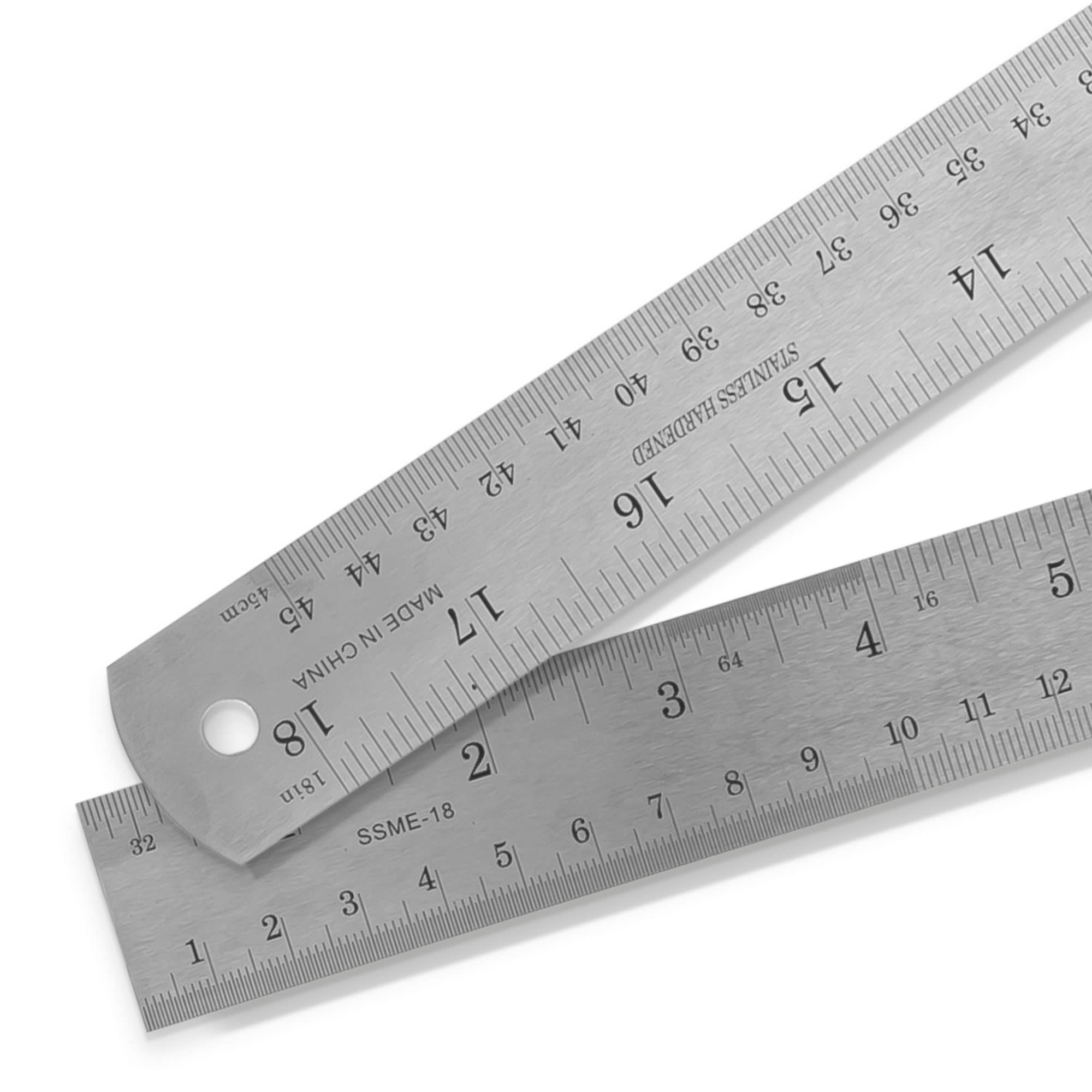 2 Pack Pacific Arc 12 Inch Stainless Steel Ruler with Inch/Metric Conversion Table