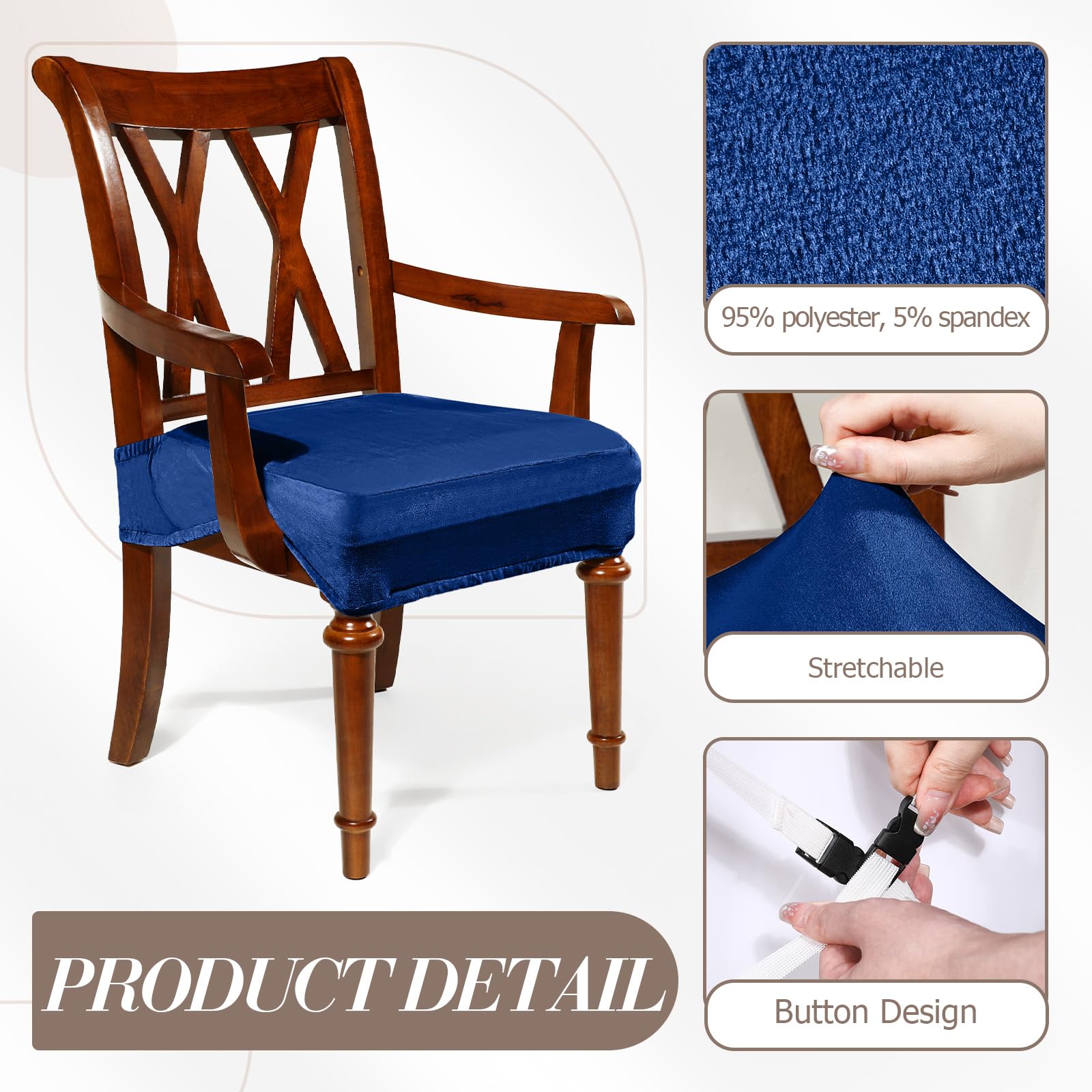 Havawish Large Dining Room Chair Seat Covers with Armrest Dining Chair Slip Covers Protectors(1 Pcs,Beige White)