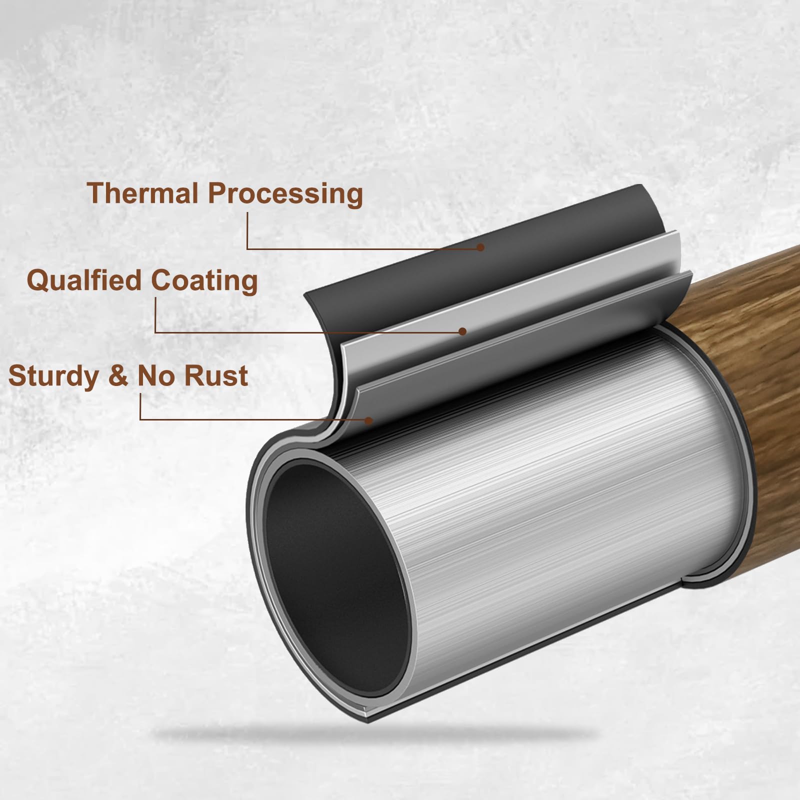 1” Diameter brown curtain rod Itself is 30 to 60 inch. 1 Pack Fits 30-54 inch Windows with Heavy Duty Adjustable brown curtain rods Splicing Metal Extra Long Curtain Rod