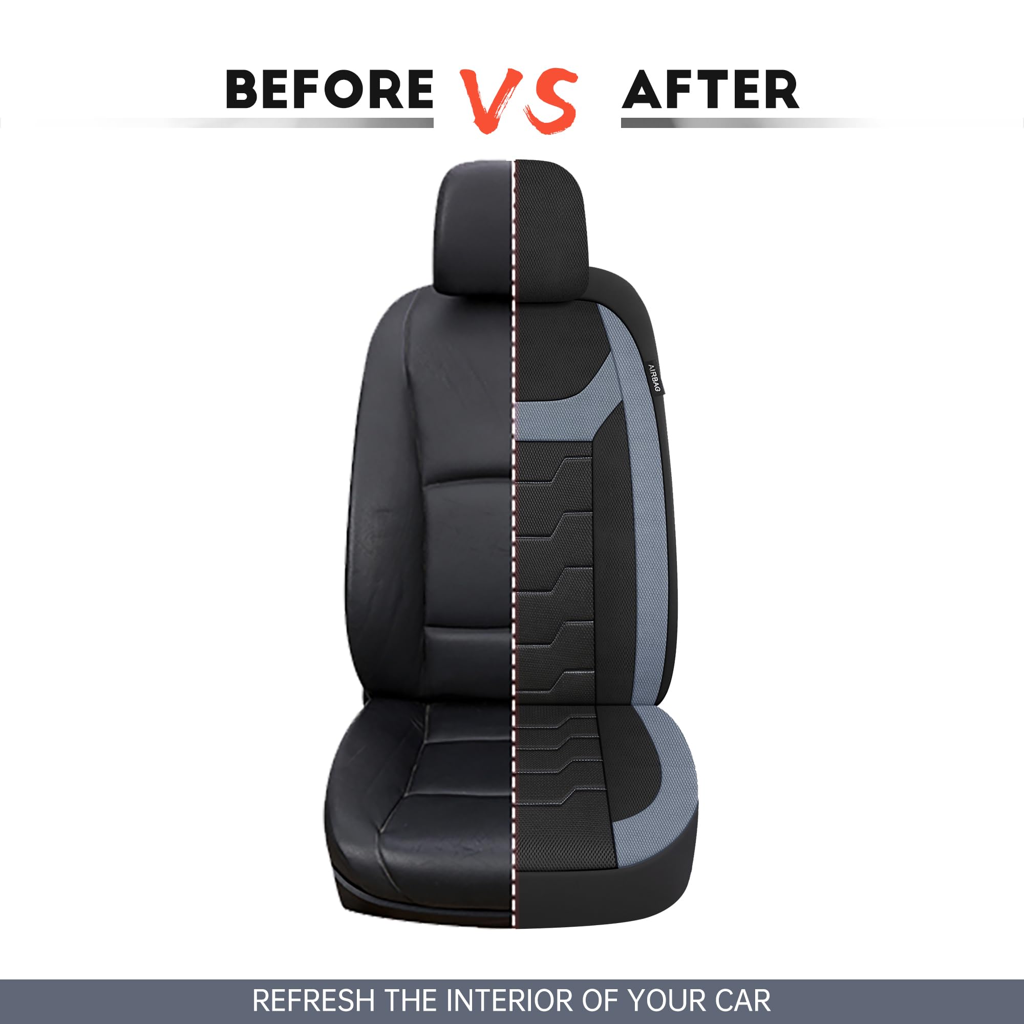 AOKAOK 3D Air-Mesh Car Seat Covers Full Set, Breathable and Split Bench Compatible Seat Covers for Cars, Universal Car Interior Covers for Most Cars Sedan Truck SUV(Black/Blue)