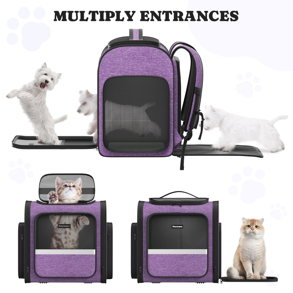 Cat Carrier Backpack with Detachable Play Tunnel, 2 in 1 Cat Tunnel Backpack Suitable for Carrying & Playing, Expandable Pet Carrier for Small Medium Kitten Puppy, Suitable for Travel Hiking Camping
