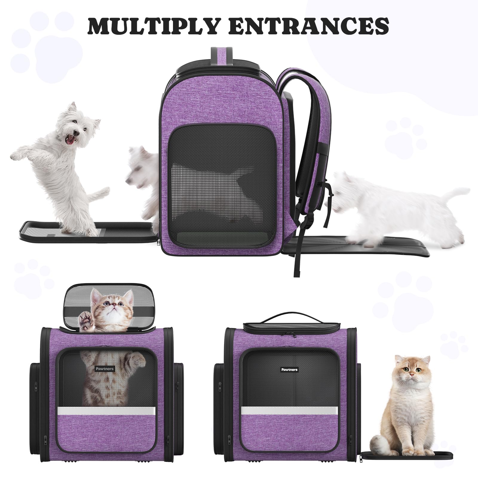 Cat Carrier Backpack with Detachable Play Tunnel, 2 in 1 Cat Tunnel Backpack Suitable for Carrying & Playing, Expandable Pet Carrier for Small Medium Kitten Puppy, Suitable for Travel Hiking Camping