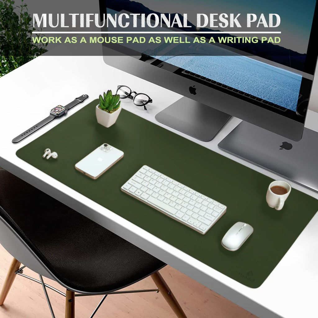 K KNODEL Small Office Leather Desk Mat, Mouse and Keyboard Pad, Computer and Laptop Mat, Desktop Protector and Cover, Writing Pad and Blotter (23.6"x13.8", Black)