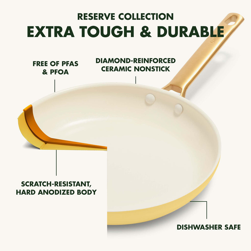 GreenPan Hard Anodized Healthy Ceramic Nonstick 5 Piece Cookware Pots and Pans Set, Gold Handle, PFAS-Free, Dishwasher Safe, Oven Safe, Black