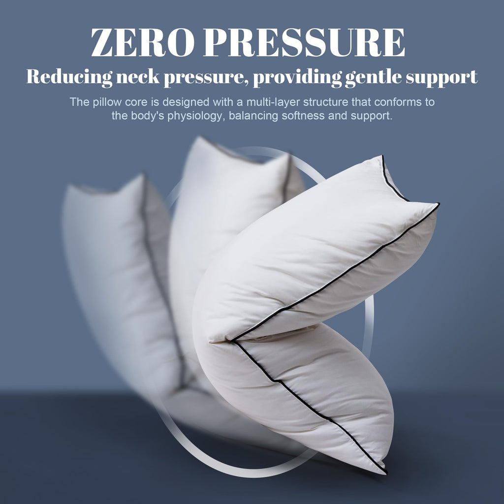 Feather Down Pillows Standard Size Set of 2, Luxury Hotel Collection Bed Pillow 2 Pack, Airyfil™ Powered Fillings & Feathers Pillow，Fluffy Plush for Side Sleepers,Firm, 20x26 in.