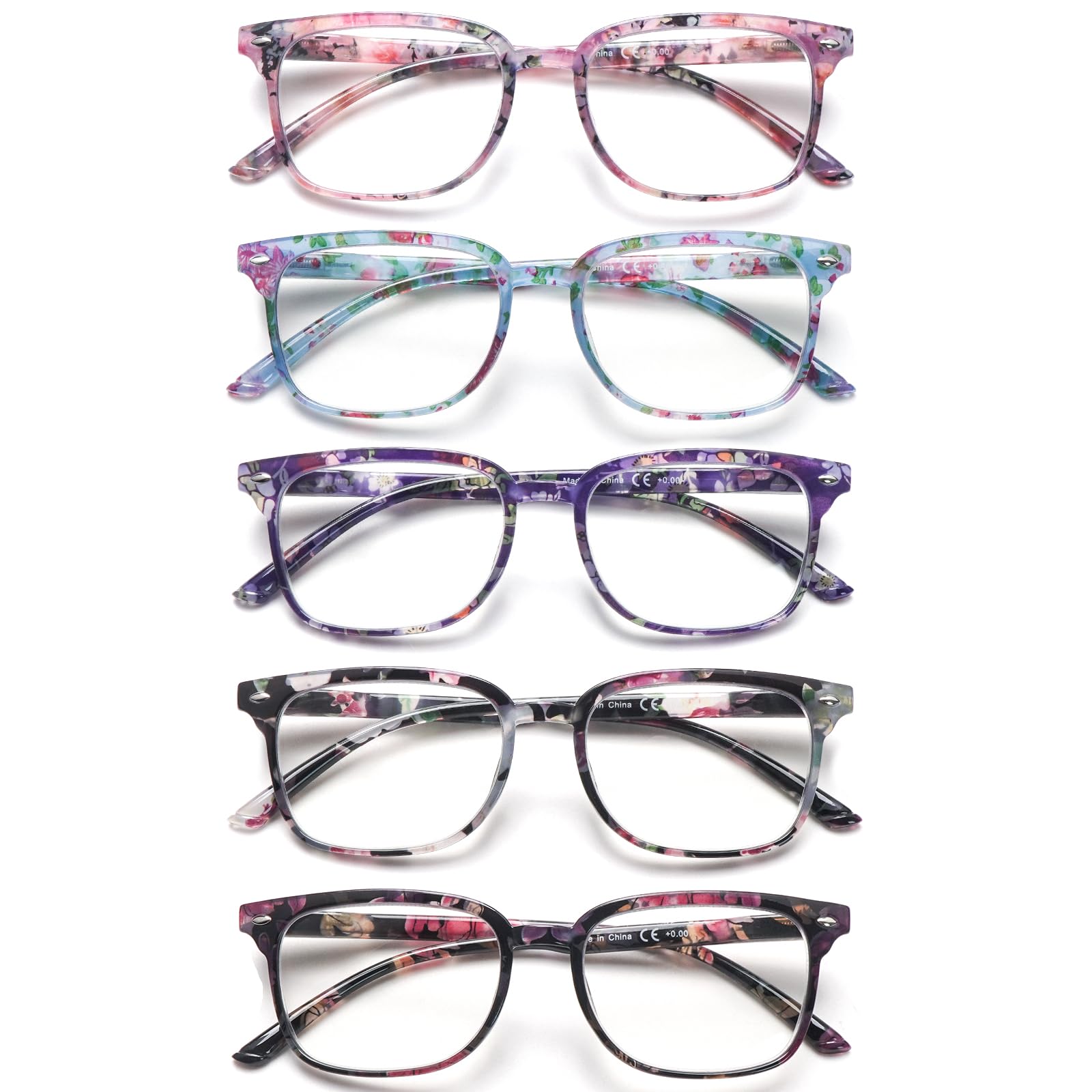 5 Pack Reading Glasses Blue Light Blocking for Women,Computer Readers with Spring Hinge
