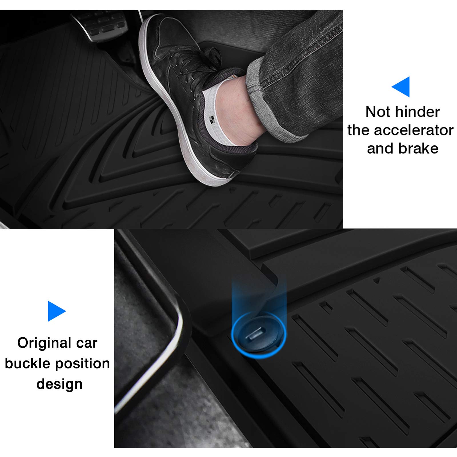 KUST Floor Mats & Trunk Cargo Mat for Toyota RAV4 2019-2025, All Weather Rear Trunk Cargo Liner for RAV4 Accessories TPE Rubber Raised Edge 4PCS