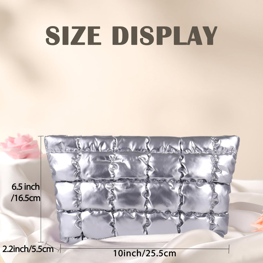 Puffy Quilted Makeup Bag for Women, Cosmetic Bag, Travel Toiletry Organizer Pouch Clutch (Black Flowers)