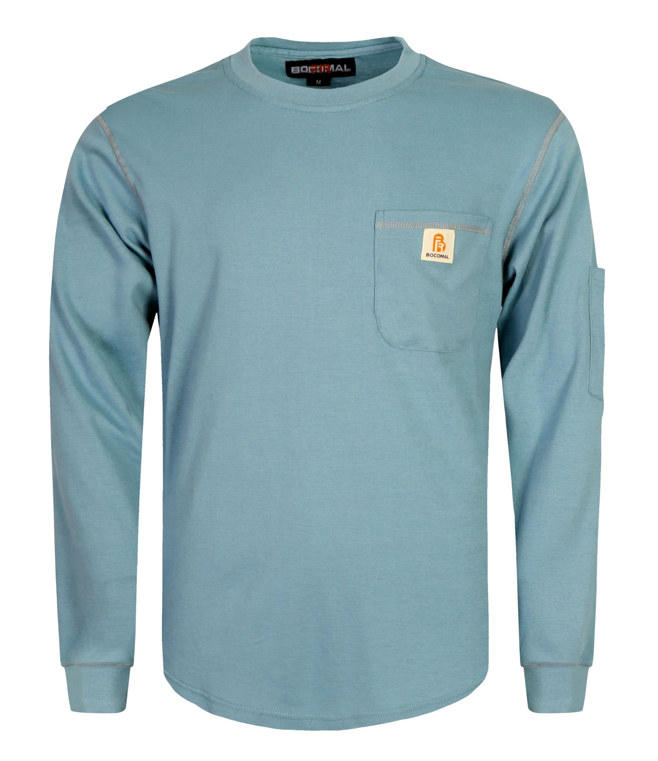 BOCOMAL FR Shirts for Men Lightweight Crew Long Sleeve Flame Resistant/Fire Retardant Shirt…