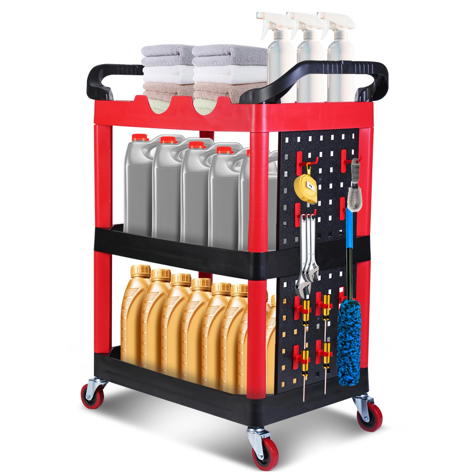 MaxWorks 50993 500-lb Utility Service PP Cart with Two Trays and Wheels 40 inch x 17 inch Overall Dimensions
