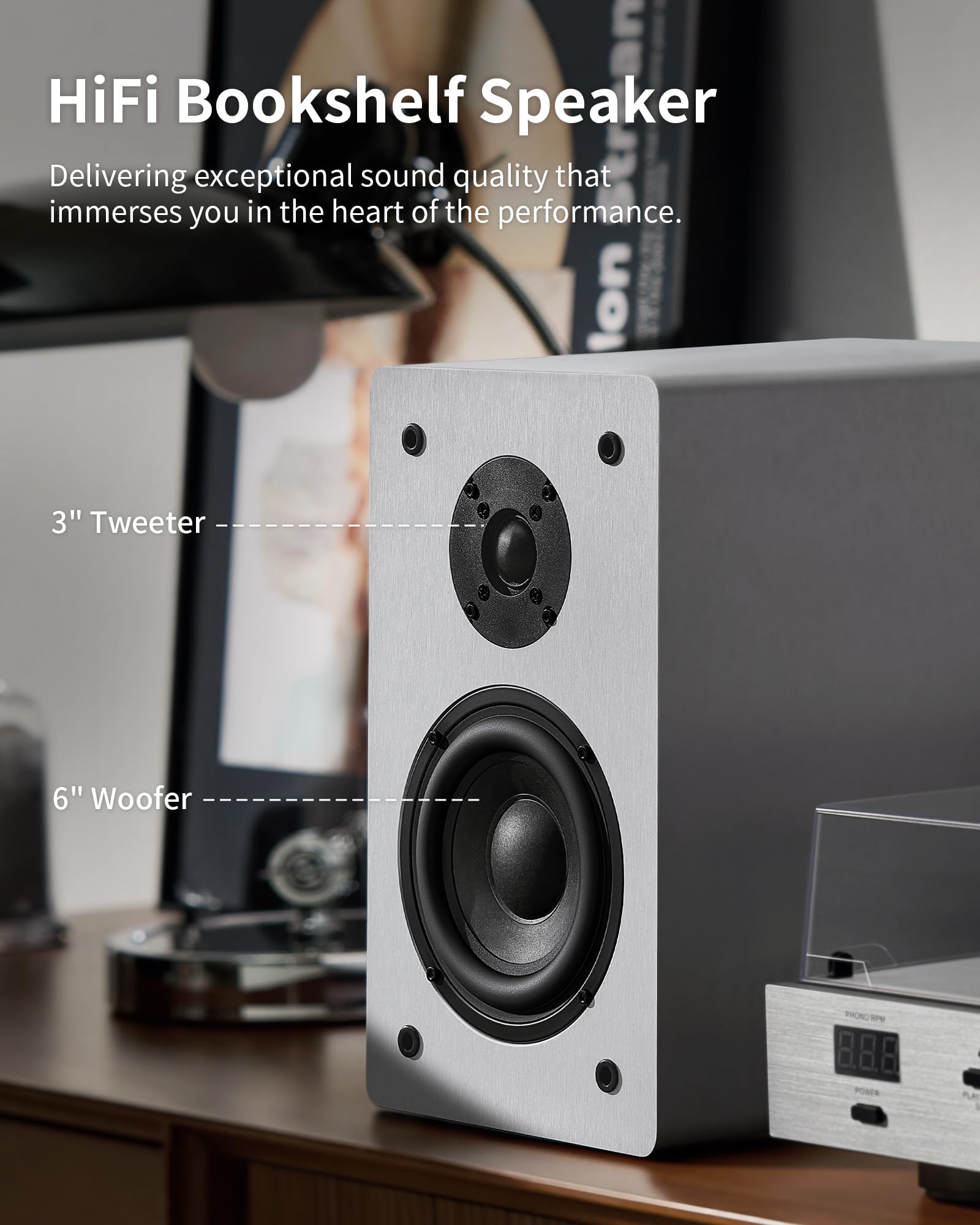 ANGELS HORN Bluetooth Turntable with Speakers, Vinyl Record Player System with AT-3600L, Built-in Phono Preamp, Belt Drive 2-Speed, Adjustable Counterweight, Pitch Control Hi-Fi Record Player System