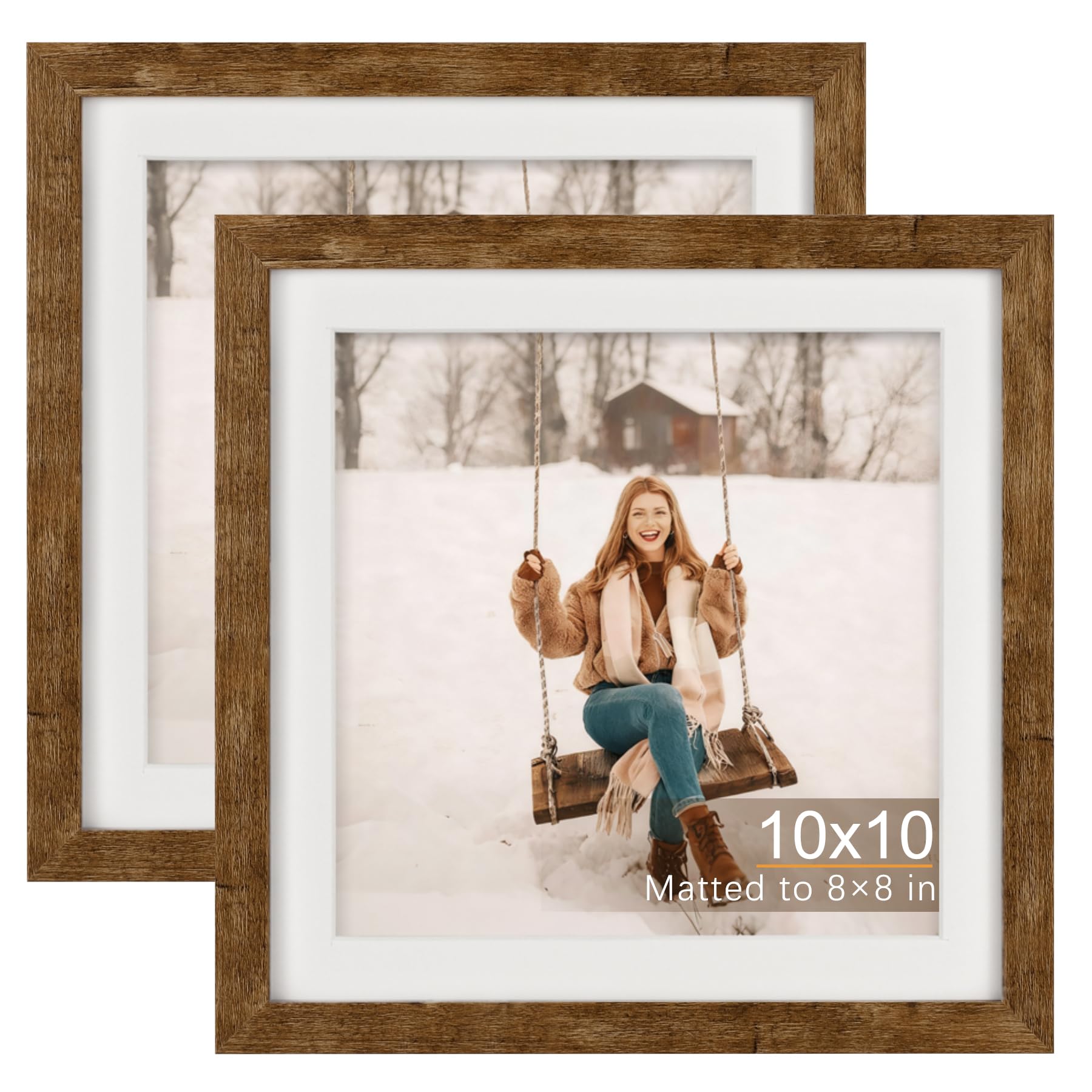 TOFOREVO Picture Frames 4x4 Set of 2 Black Wood Grain Photo Frame for Gallery Wall Mounting or Tabletop Display
