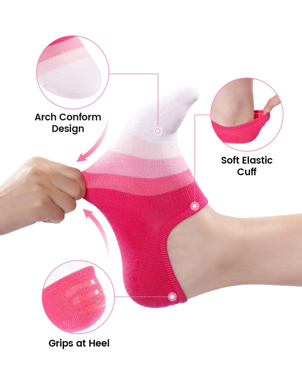 IDEGG No Show Socks Women 10 Pairs Low Cut Anti-Slid Novelty Athletic Casual Invisible Liner Socks