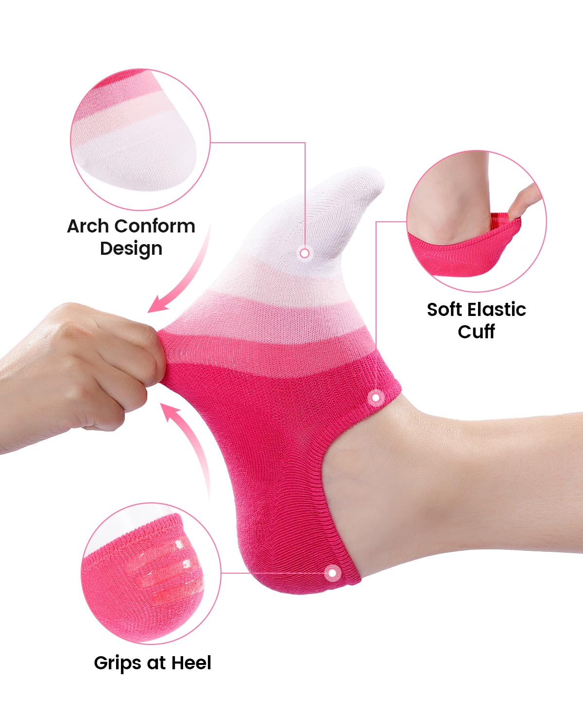 IDEGG No Show Socks Women 10 Pairs Low Cut Anti-Slid Novelty Athletic Casual Invisible Liner Socks