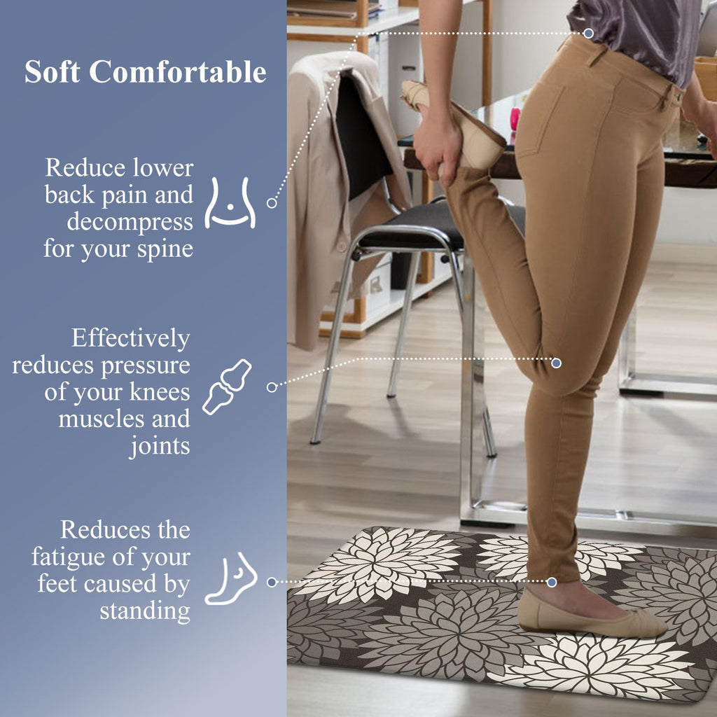 HEBE Anti Fatigue Kitchen Rugs Sets of 2, Non Slip Kitchen Mats for Floor, Waterproof Cushioned Comfort Standing Carpet for Kitchen Sink, Home Office, Laundry Room