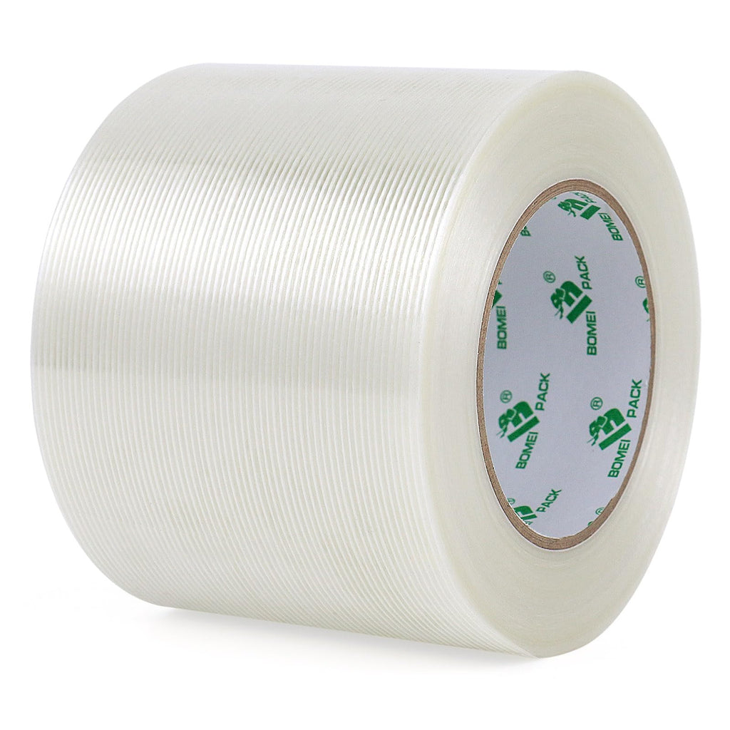 BOMEI PACK Wide Strapping Tape, 4Inch Heavy Duty Reinforced Packing Tape, Fiberglass Filament 60yds 5.5Mil