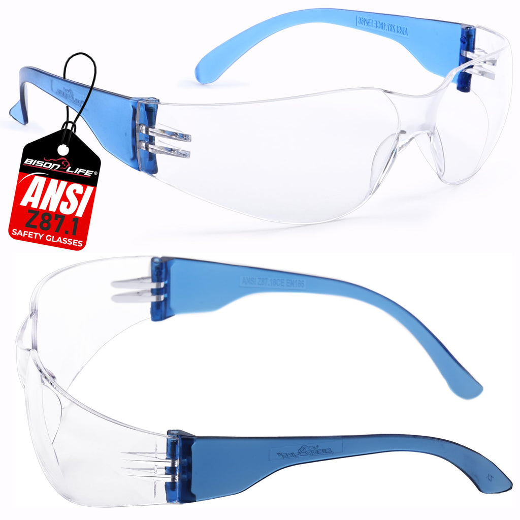 BISON LIFE Clear Safety Glasses – ANSI Z87.1 Certified Scratch & Impact Resistant Eye Protection Goggles for Men & Women