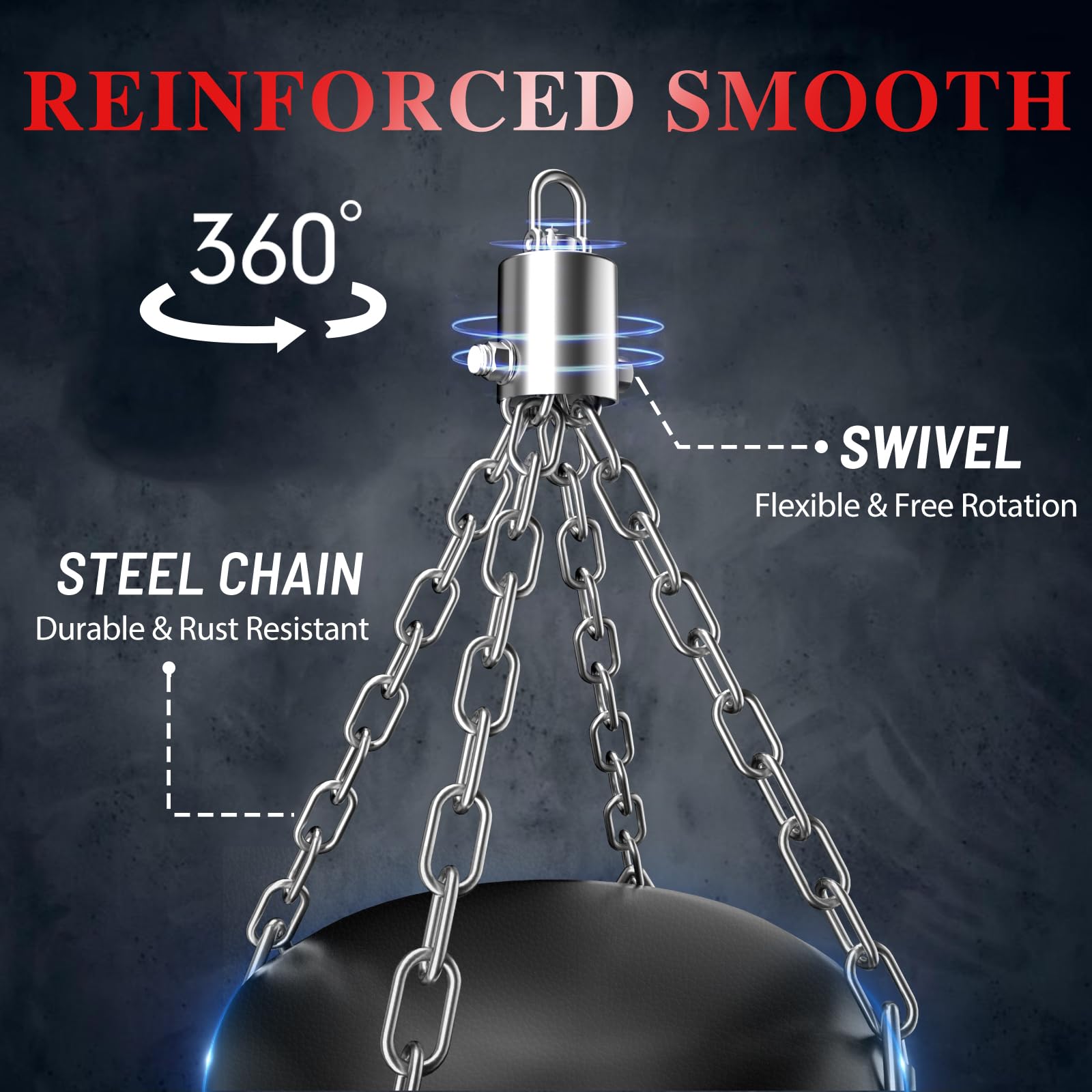 Vensmuste Punching Bag for Adults, 4FT Oxford Heavy Boxing Bag Set, Punching Bag with 12OZ Boxing Gloves, Chains, Hand Wraps, etc. Suitable for MMA Karate Kickboxing Boxing - Unfilled