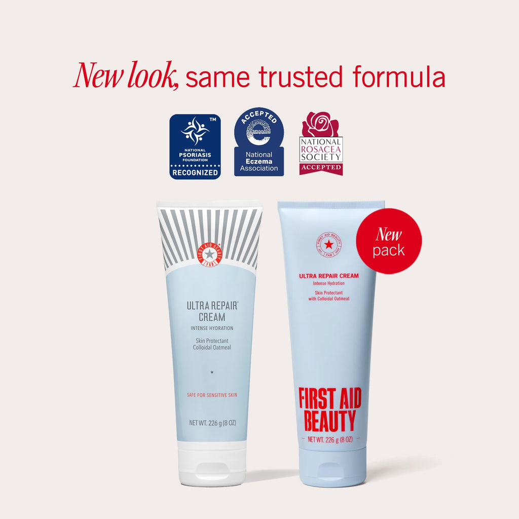 First Aid Beauty Ultra Repair Cream, Intense Hydration Face & Body Moisturizer with Colloidal Oatmeal, Helps Relieve Eczema, Dry Skin Barrier Repair, Fragrance Free