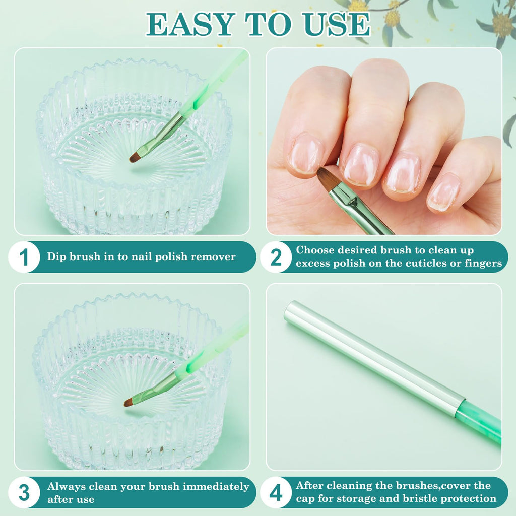 Nail Art Clean Up Brushes,Nail Brushes for Cleaning Polish Mistakes on the Cuticles, Acetone Resistant Nail Brush, Fingernail Cleaning Brushes for Nail Art and Designs (2 Pcs Round&Angled)